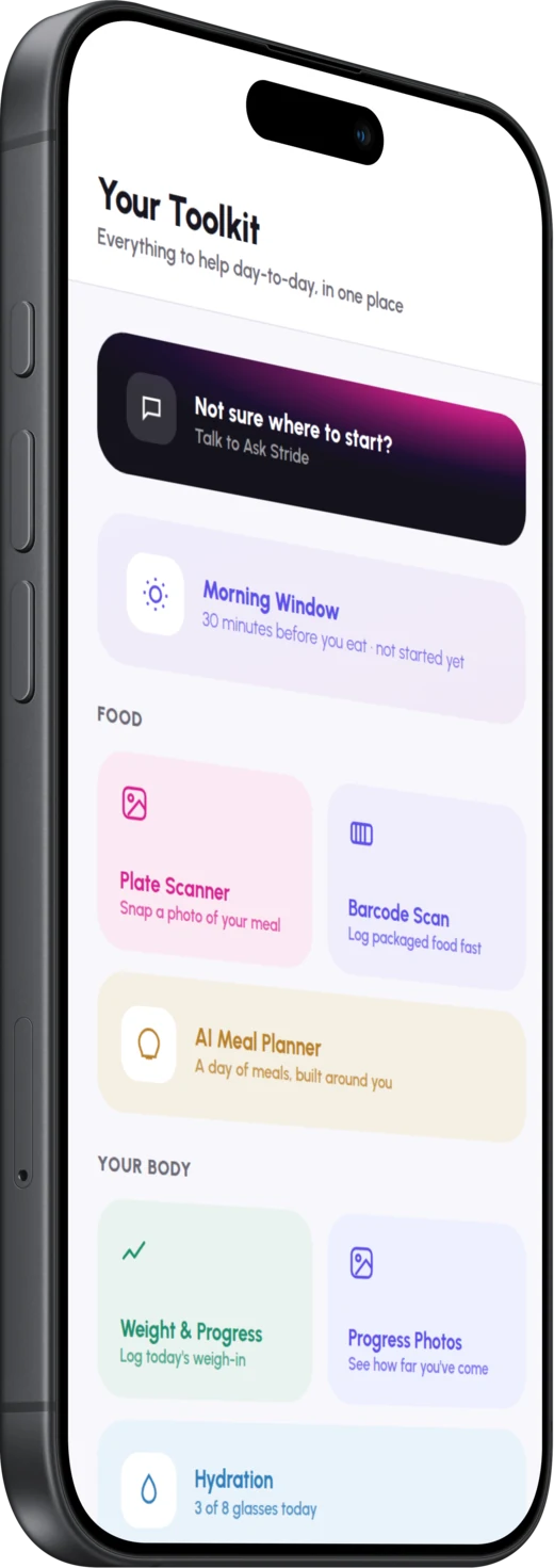 The app’s toolkit screen, listing the tools included with the treatment